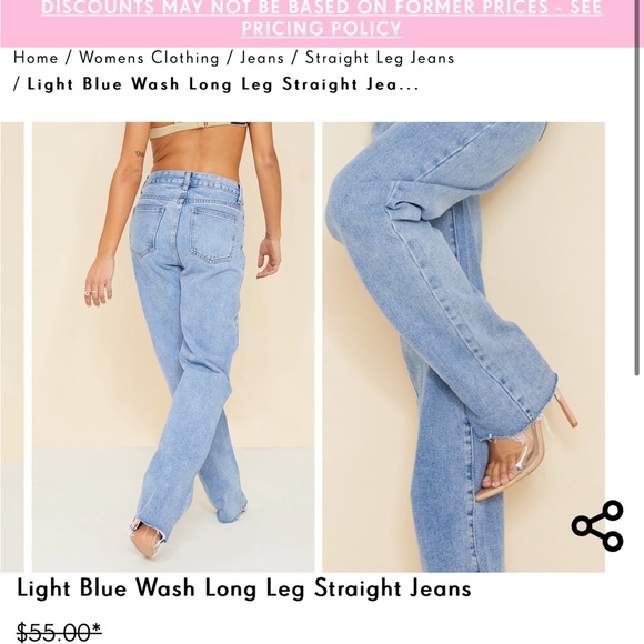 PLT Light Blue Wash Long Leg Straight Jeans (never worn) - Picture 3 of 5